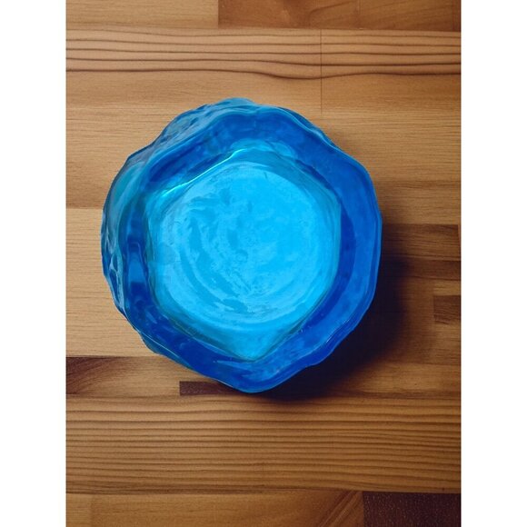 Morgantown Seneca Peacock Blue Driftwood  6-Set Tumbler Glasses Crinkle 12 oz - Picture 6 of 16